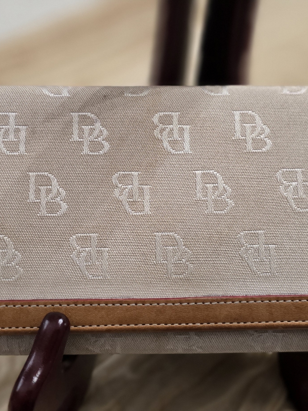 Dooney & Bourke Beige Canvas Wallet with Tan Leather Trim